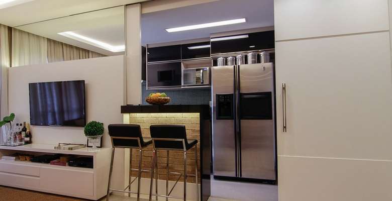 Divisórias da 'Sala-Cozinha' projetada por Natalia Romanelli e desenvolvida por Mariana Vigné