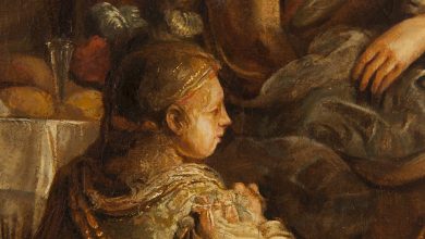 Curso: Detalhe da obra Isaac Abençoa Jacob, Discípulo de Rembrandt van Rijn, Holanda, séc XVII, foto Henrique Luz