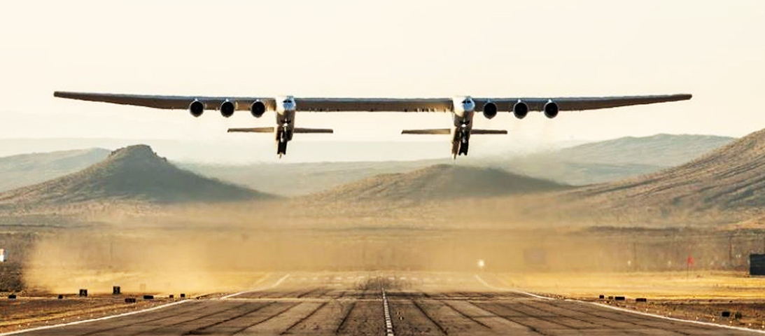 Stratolaunch, maior avião do mundo faz testes no deserto de Mojave