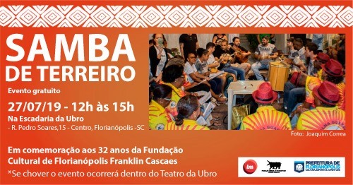 Samba de Terreiro tem edição na Escadaria da Ubro, neste sábado (27), com participações especiais 