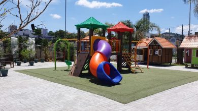 Parque infantil do Empório Vila Germânica é remontado com novidades. Divulgação