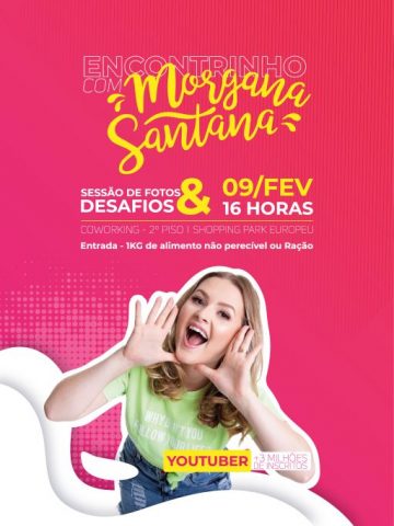 Youtuber catarinense Morgana Santana encontrará fãs no Shopping Park Europeu. Divulgação